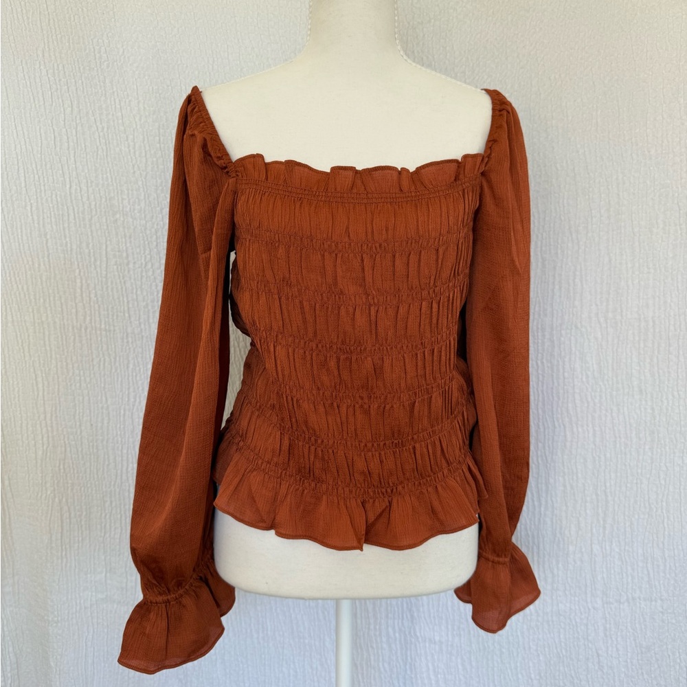 a new day Rust Smocked Blouse